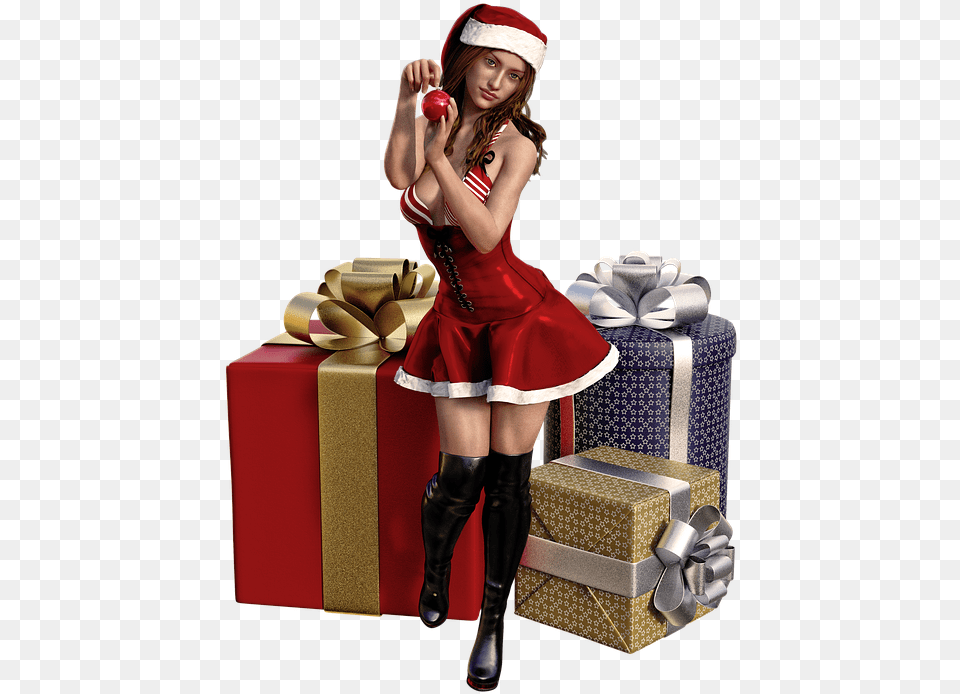 Santa Hat Gifts Woman Boots Santa Costume Girl, Adult, Female, Person, Clothing Free Transparent Png