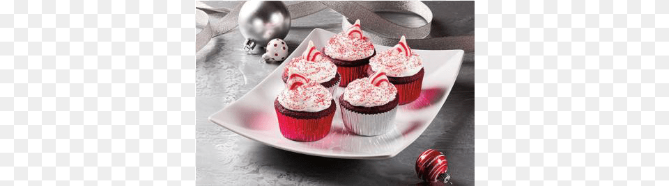 Santa Hat Topped Red Velvet Cupcakes Recipe Hershey Kisses Cupcakes, Cupcake, Cake, Cream, Icing Png
