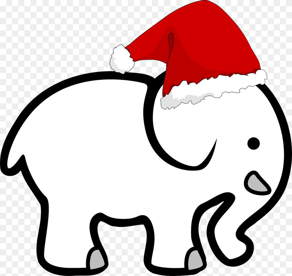 Santa Hat White Elephant White Elephant Christmas, Baby, Person, Animal, Mammal Free Png Download