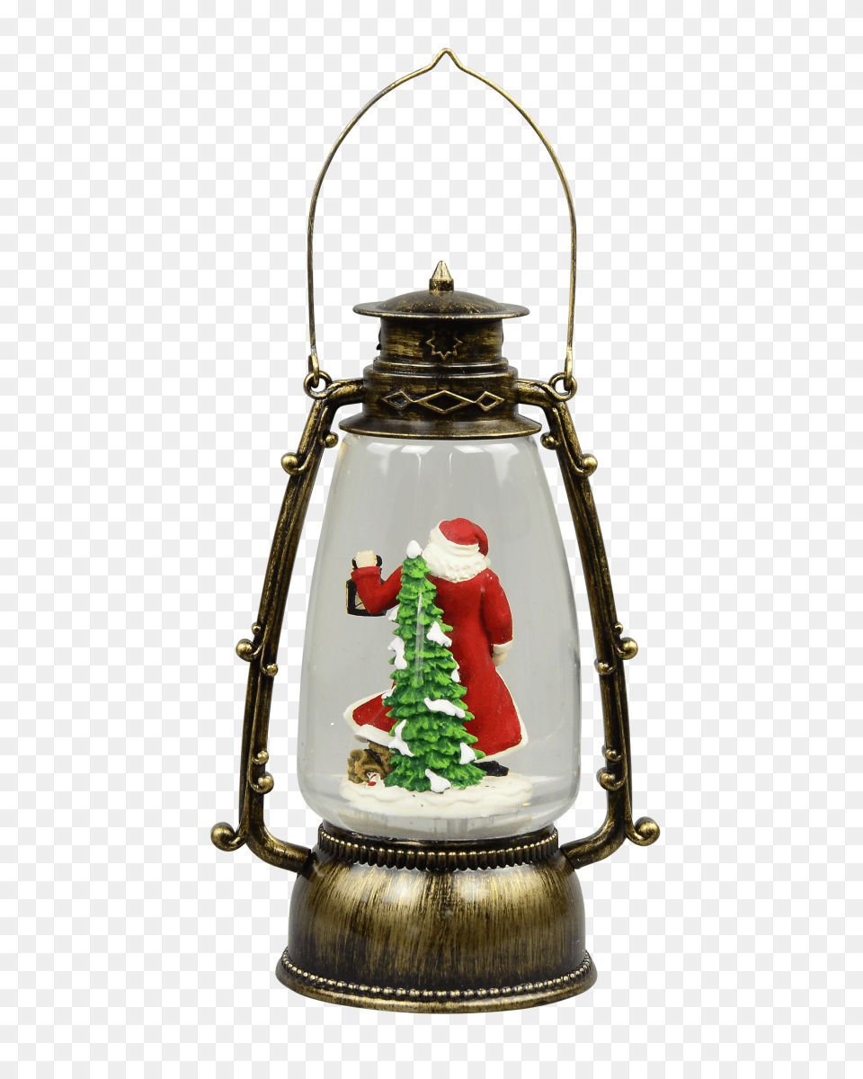 Santa In Antique Look Hurricane Lantern Snow Globe Ornament, Lamp, Adult, Wedding, Person Free Transparent Png