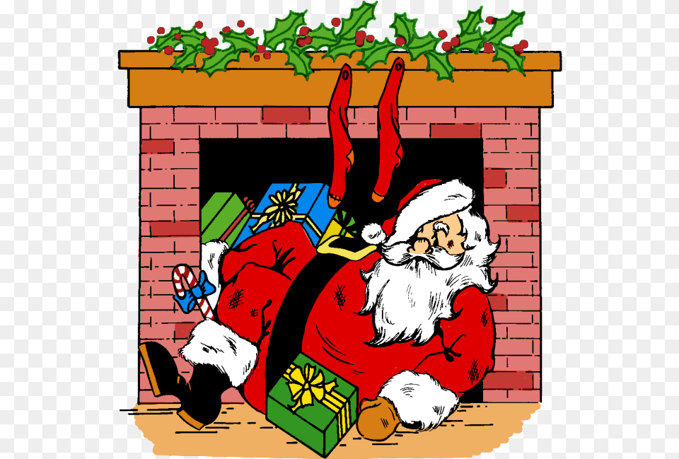 Santa In Chimney Clipart, Baby, Fireplace, Indoors, Person Png