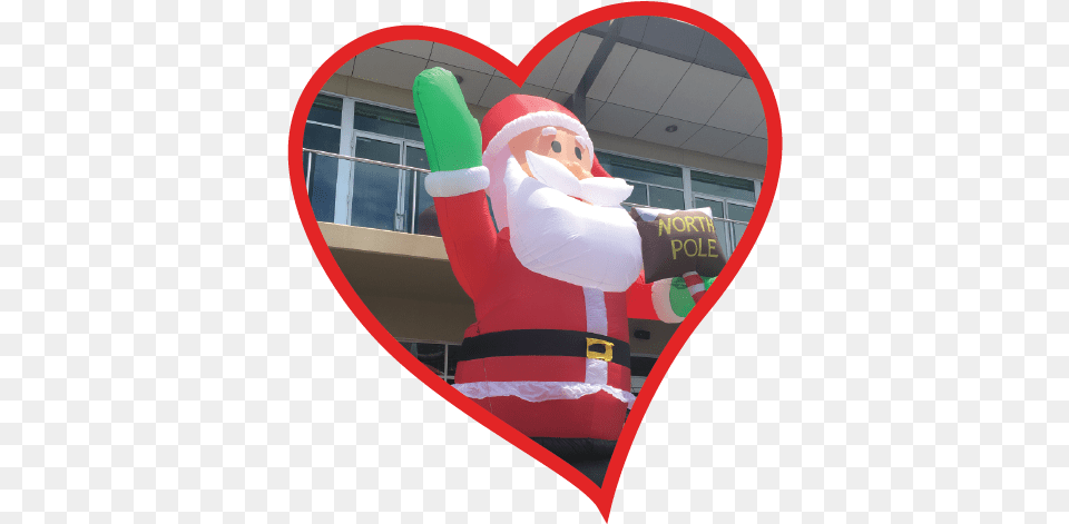 Santa In Red Heart Santa Claus, Inflatable, Mascot, Person, Balloon Free Png Download