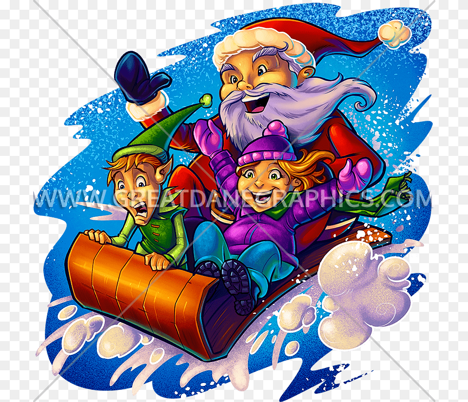 Santa In Sleigh Art, Face, Head, Person, Baby Png Image