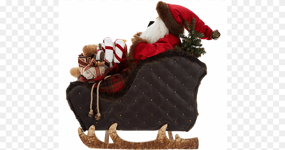 Santa In Sleigh With Faux Leather Accents By Valerie, Accessories, Bag, Handbag, Furniture Free Png
