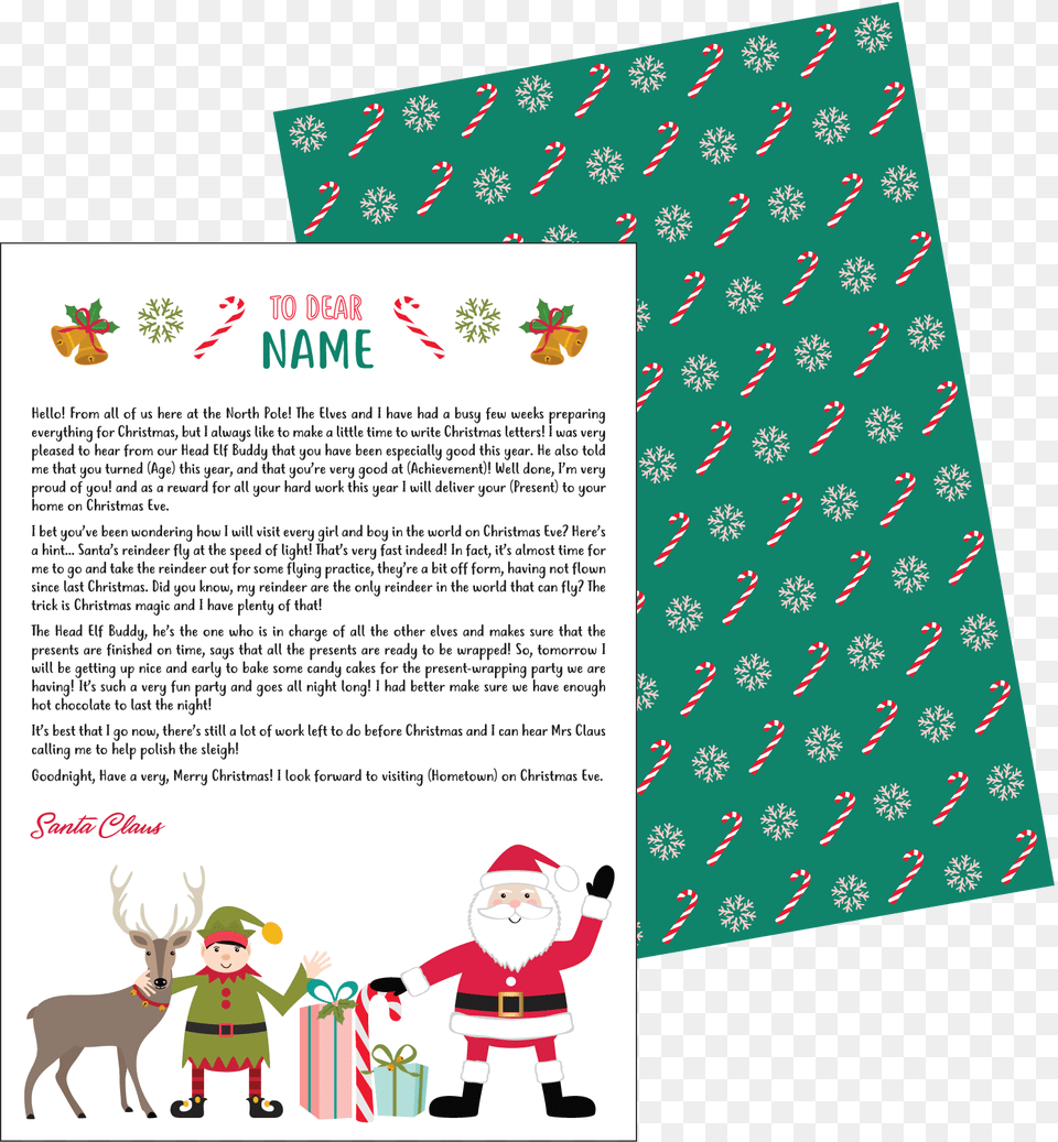 Santa Letter With Buddy Elf Cartoon, Advertisement, Poster, Baby, Person Free Transparent Png