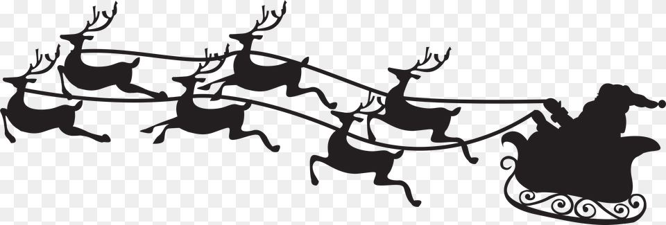 Santa On Sled Santa Claus Sleigh Silhouette, Stencil Free Transparent Png