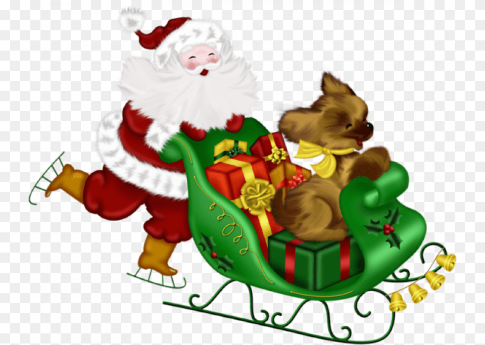 Santa On Sleigh Transfarent, Baby, Person, Head, Elf Png Image