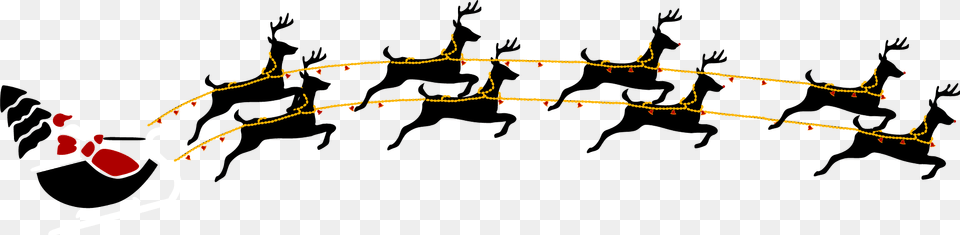 Santa On Sleigh With Reindeer Clipart, Animal, Antelope, Mammal, People Free Png