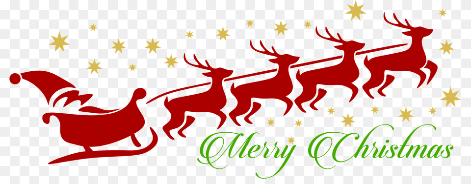 Santa On Sleigh With Reindeer Clipart, Animal, Deer, Mammal, Wildlife Png Image