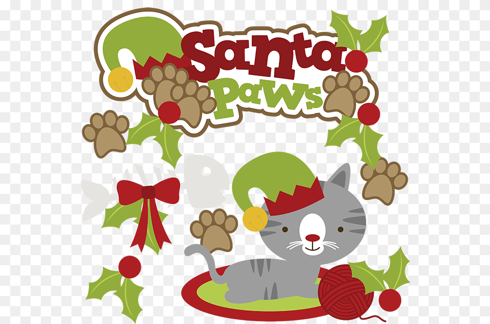 Santa Paws Cat Clipart Cat Cute Cat Clip Art Christmas, Food, Fruit, Plant, Produce Free Png Download