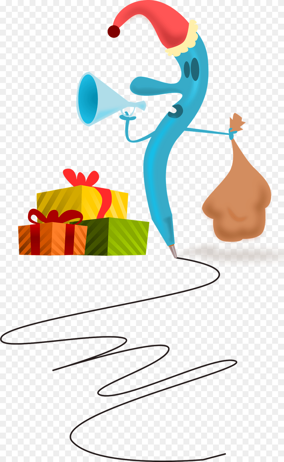 Santa Pen Handing Out Gifts With A Megaphone Clipart, Clothing, Hat, People, Person Free Png