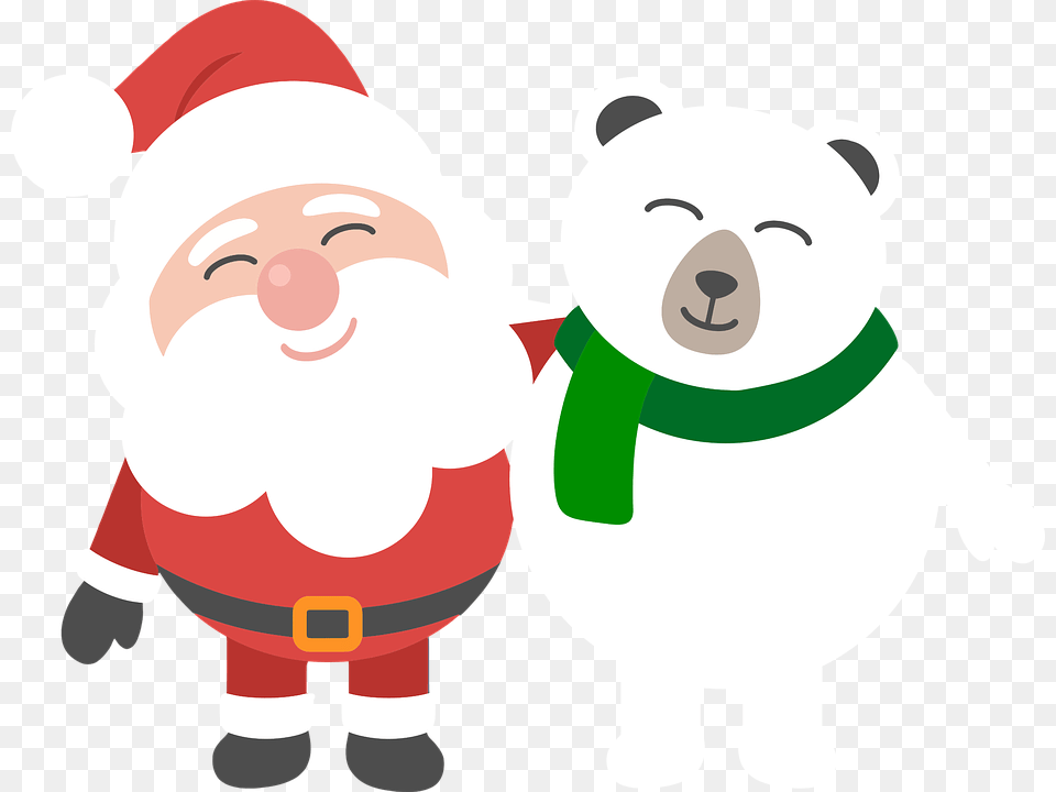 Santa Polar Bear Christmas Cartoon Comic Holidays Best Christmas, Animal, Mammal, Wildlife, Baby Png