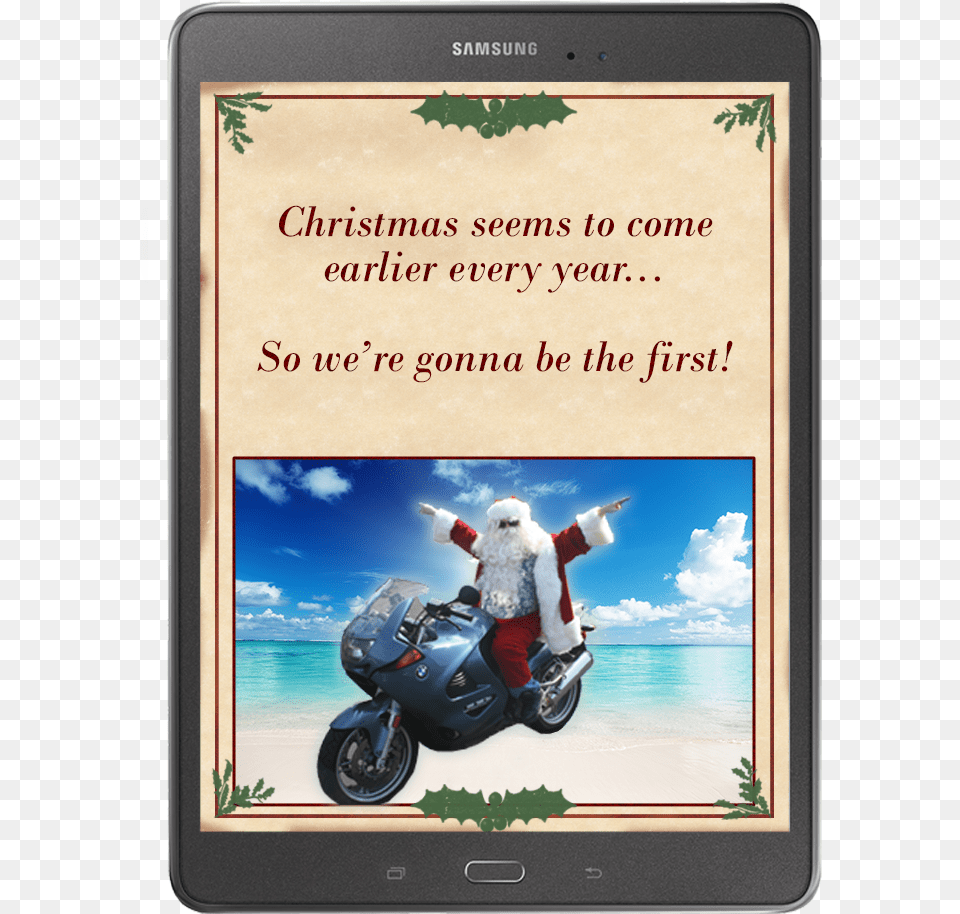 Santa Post Card Vespa, Person, Machine, Motorcycle, Transportation Free Transparent Png
