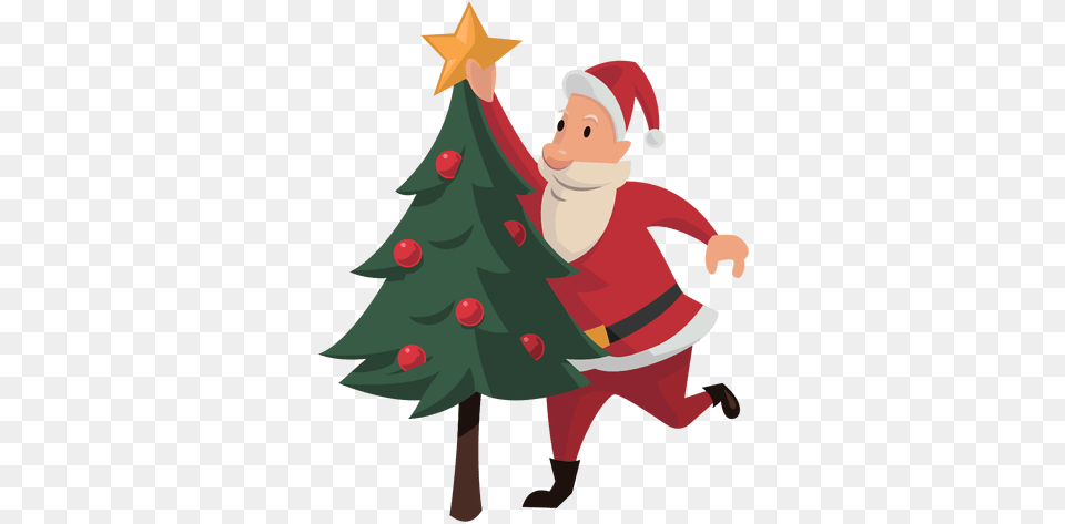 Santa Putting Christmas Star Cartoon Illustration, Elf, Christmas Decorations, Festival, Baby Free Png Download