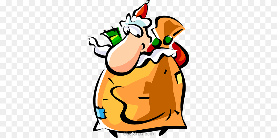 Santa Putting Toys Into His Toy Sack Royalty Vector Clip Art, Bag, Baby, Person Free Png Download