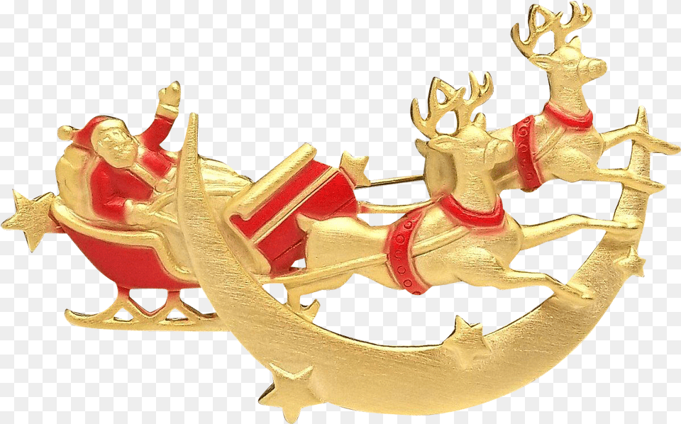 Santa Reindeer Sleigh Christmas Gold Santa Sleigh Clipart Fictional Character Free Png Download