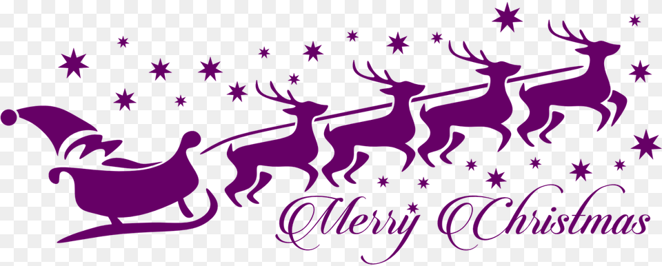 Santa Reindeer Typography Purple Christmas Clip Art, Graphics Free Transparent Png