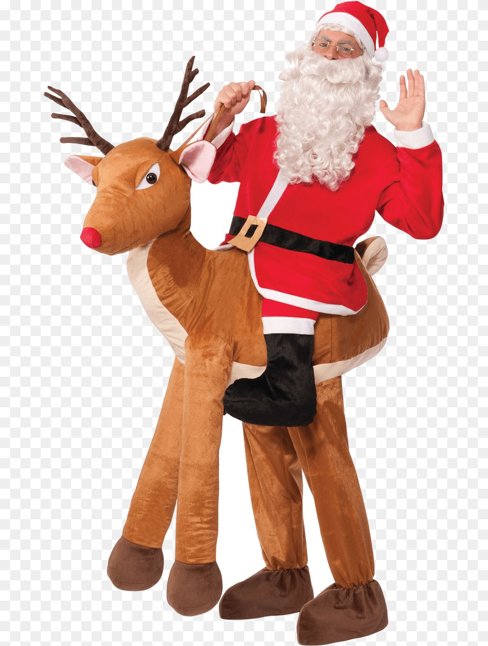 Santa Riding Reindeer Costume Christmas Costumes Men, Adult, Male, Man, Person Free Transparent Png