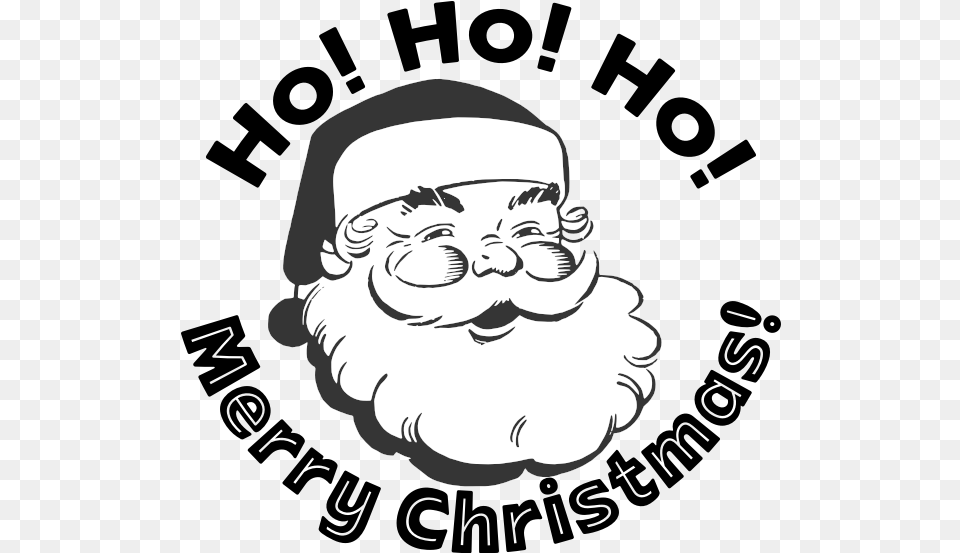 Santa Saying Ho Ho Ho Clip Art Santa Claus Black And White, Stencil, Head, Person, Baby Free Png Download