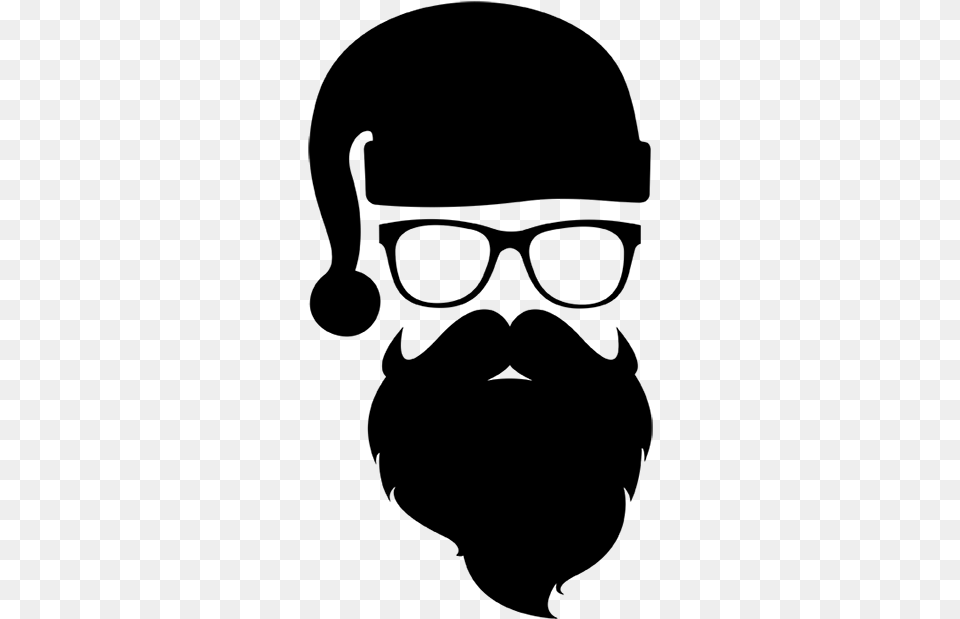 Santa Silhouette Christmas Decal Clip Art Santa Face In Sunglasses, Gray Free Png Download
