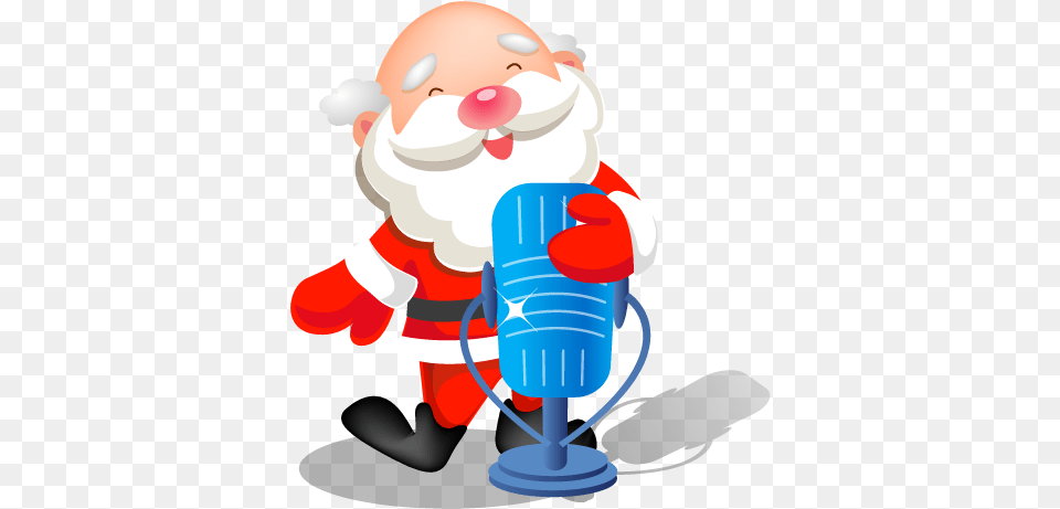 Santa Singing Microphone Icon Iconset Mid Nights Santa Claus Singing, Electrical Device, Nature, Outdoors, Snow Free Png