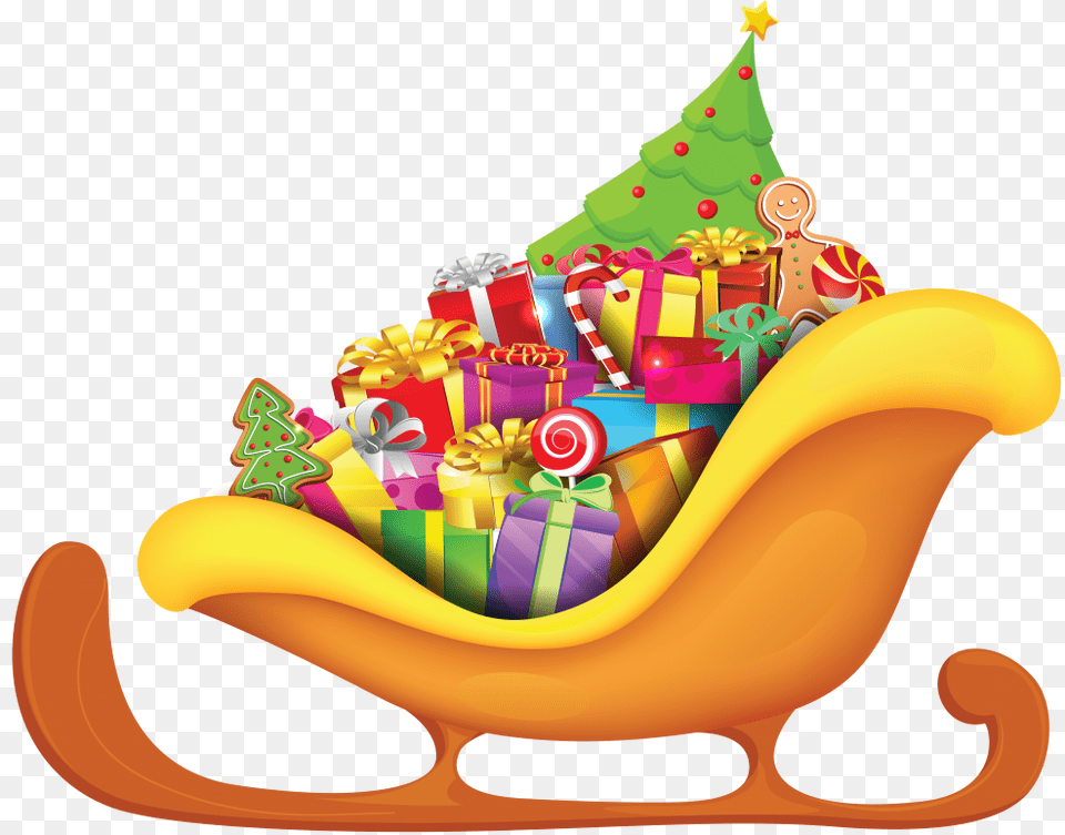 Santa Sleigh, Birthday Cake, Cake, Cream, Dessert Png Image