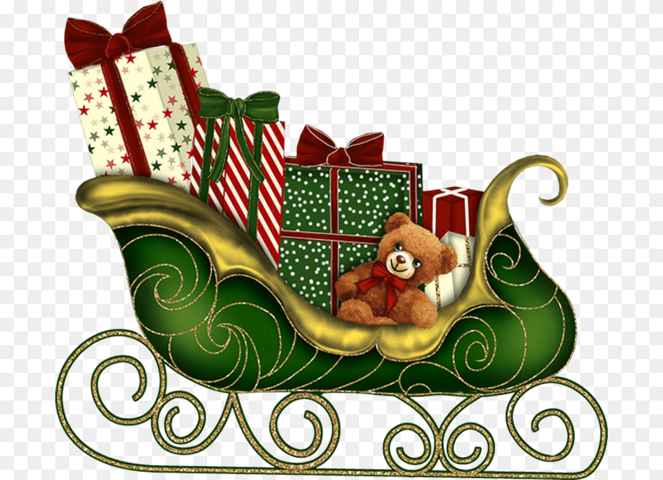Santa Sleigh, Teddy Bear, Toy, Gift, Furniture Free Transparent Png