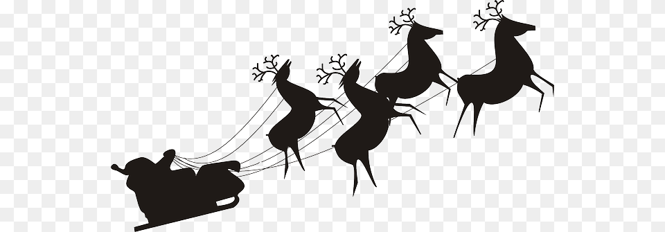 Santa Sleigh, Silhouette, Mammal, Animal, Deer Free Transparent Png