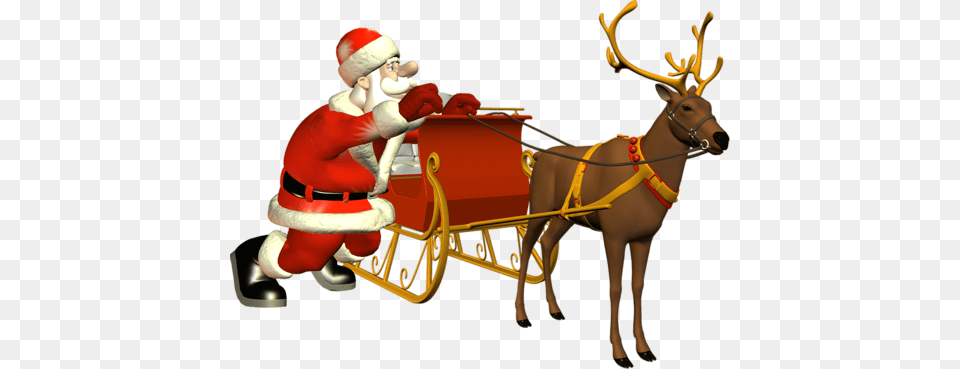 Santa Sleigh, Animal, Deer, Mammal, Wildlife Free Png