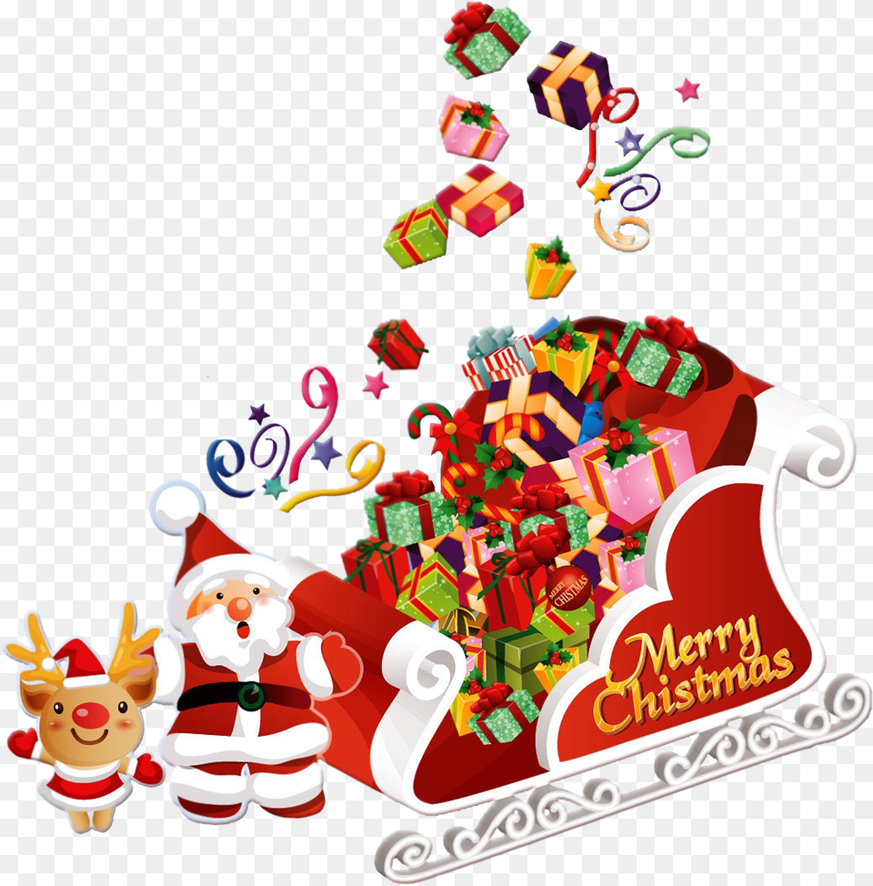 Santa Sleigh, Toy, Food, Sweets, Baby Free Png
