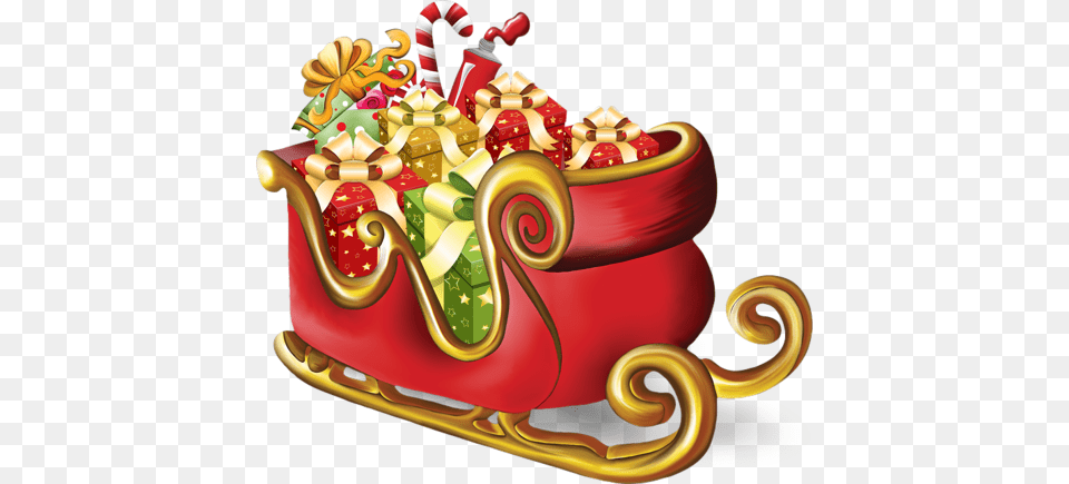 Santa Sleigh, Birthday Cake, Cake, Cream, Dessert Free Png Download