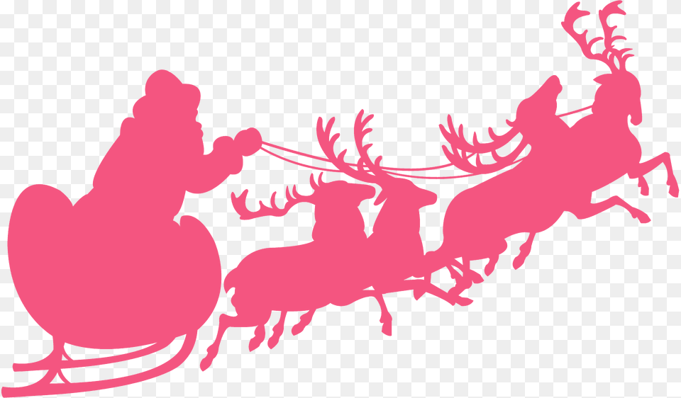 Santa Sleigh And Reindeer Silhouette, Art, Person, Animal Free Png Download