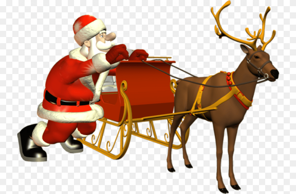 Santa Sleigh Clipart Merry Christmas Day 18 Ded Moroz, Animal, Deer, Mammal, Wildlife Free Transparent Png