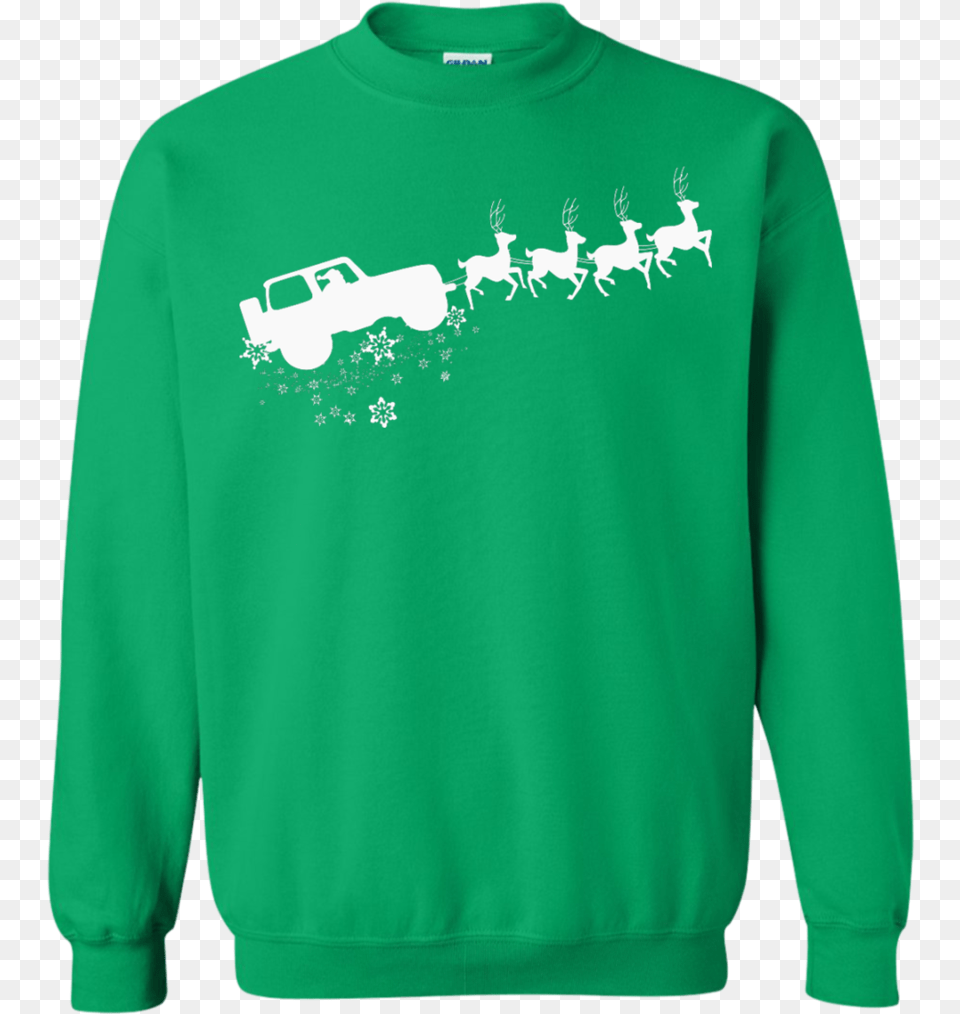 Santa Sleigh Jeep Printed Crewneck Pullover Sweatshirt Sweater, Clothing, Knitwear, Long Sleeve, Sleeve Free Png Download
