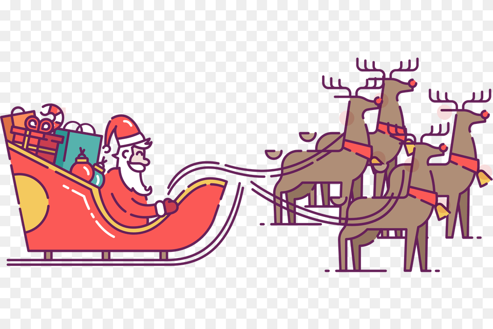 Santa Sleigh Pulled Reindeer Santa With Sleigh Icon, Baby, Person, Face, Head Png Image