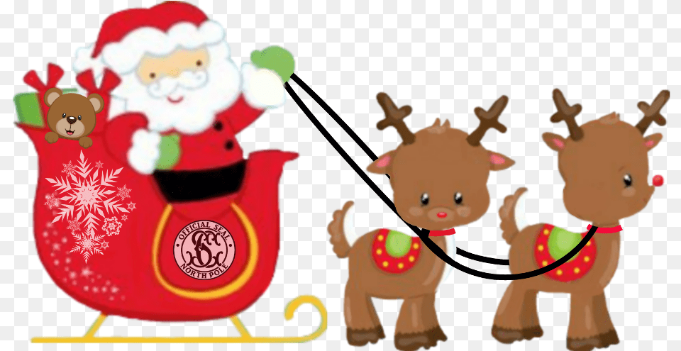 Santa Sleigh Reindeer Hoho Christmas Christmaseve Santa In A Sleigh Clipart, Cookware, Pot, Baby, Person Free Transparent Png