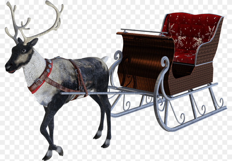 Santa Sleigh Santas Sleigh Transparent Free, Furniture, Animal, Antelope, Mammal Png