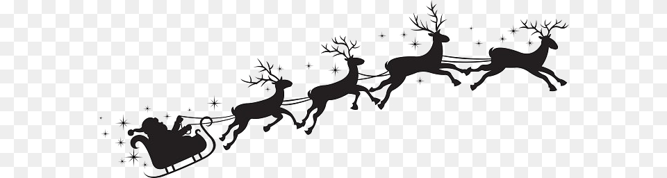 Santa Sleigh Silhouette, Outdoors, Nature, Animal, Mammal Free Png Download