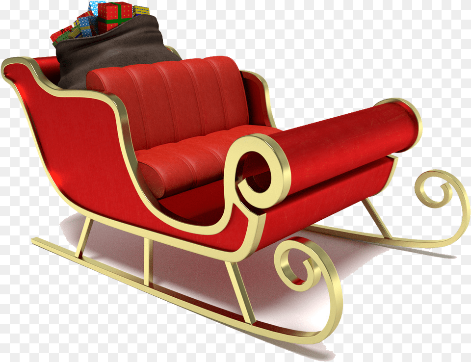 Santa Sleigh Sleigh Santa, Furniture, Chair, Armchair Free Png Download