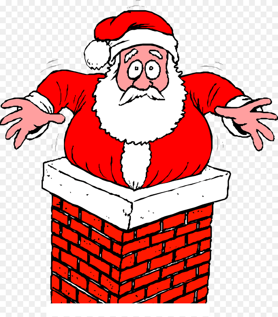 Santa Stuck In A Chimney Clipart, Brick, Baby, Person, Face Free Png Download