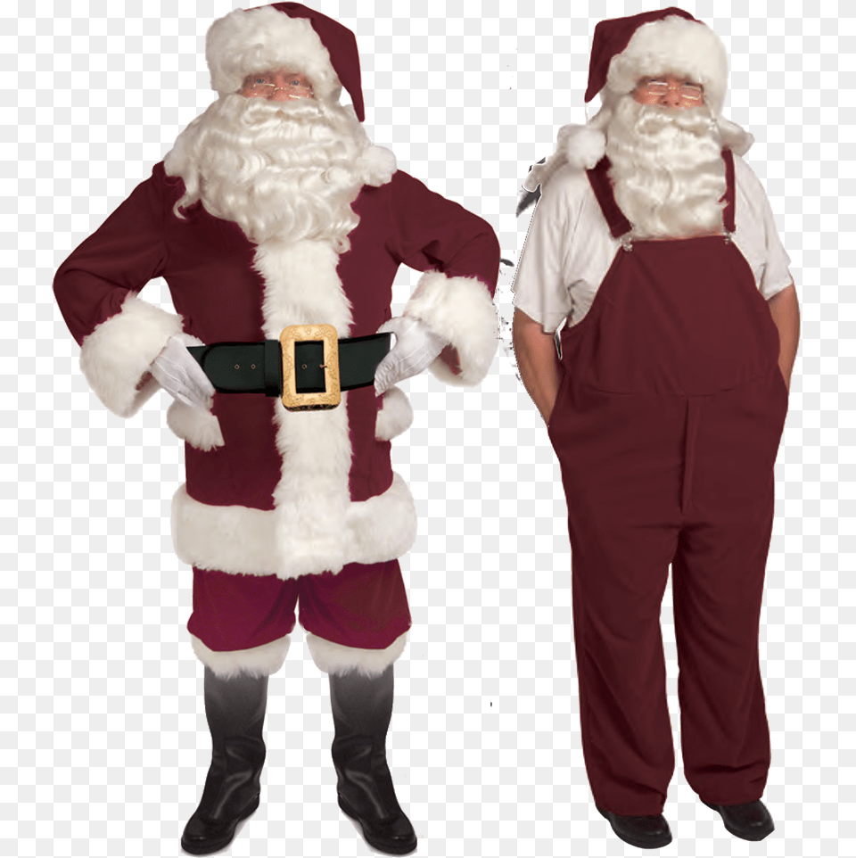 Santa Suit Santa Claus Bib Overalls, Clothing, Costume, Person, Baby Free Png Download