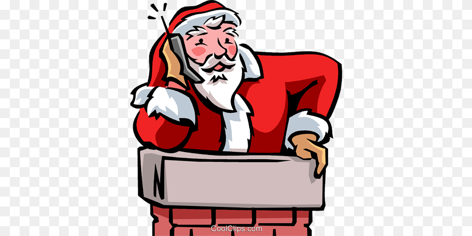 Santa Talking On Phone Royalty Free Vector Clip Art Illustration, Baby, Person, Face, Head Png