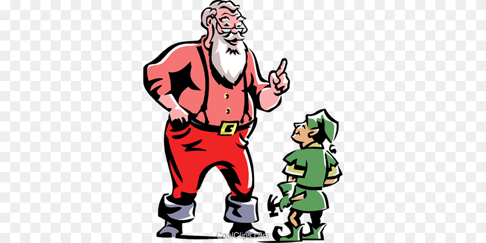 Santa Talking To An Elf Royalty Free Vector Clip Art Illustration, Adult, Person, Man, Male Png Image