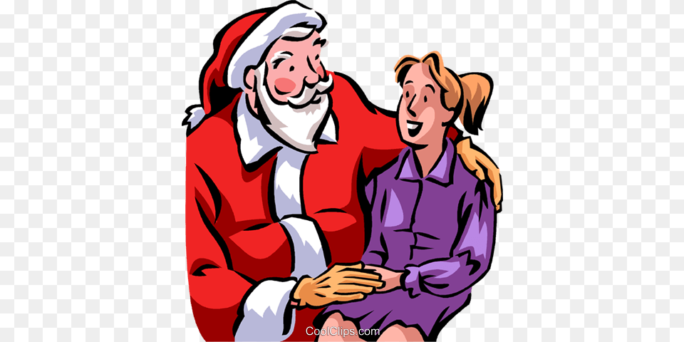 Santa Talking With A Young Woman Royalty Free Vector Clip Art, Baby, Person, Face, Head Png