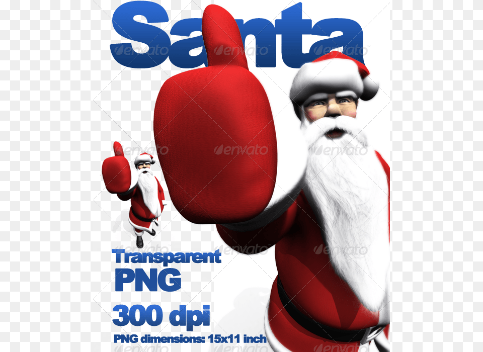 Santa Thumb39s Up Transparent 3d Computer Graphics, Advertisement, Poster, Person, Man Free Png Download