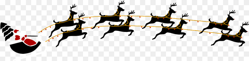 Santa With Eight Reindeer Santa And Reindeer, Outdoors Free Transparent Png