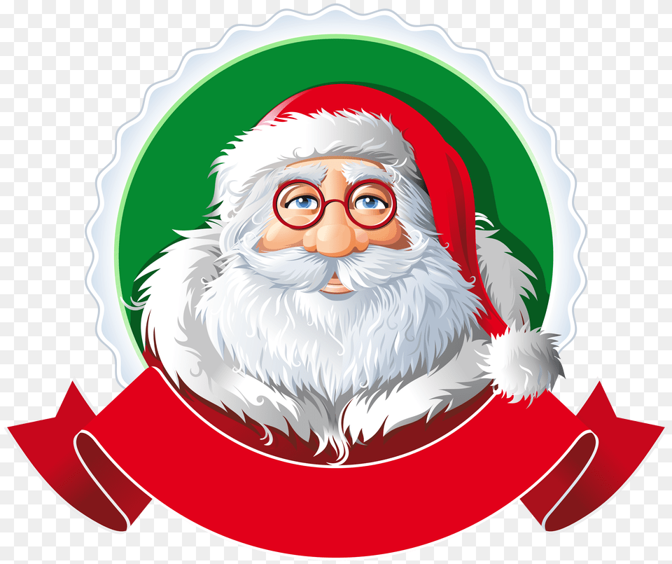 Santa With Red Banner Clipart, Elf, Logo, Baby, Person Png Image