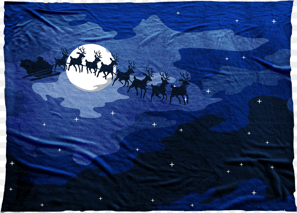 Santaquots Sleigh Flying Against A Blue Night Sky Herd, Nature, Outdoors, Astronomy, Moon Free Png Download