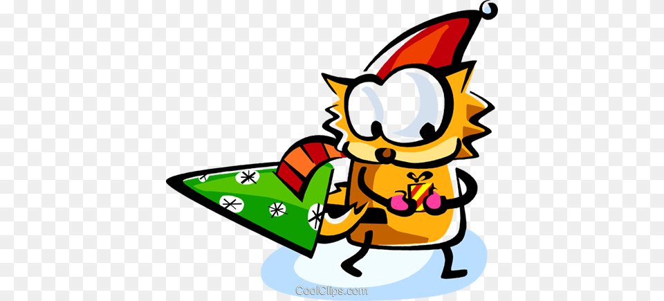 Santas Helper With A Gift Royalty Vector Clip Art, Graphics, Clothing, Coat Free Png Download