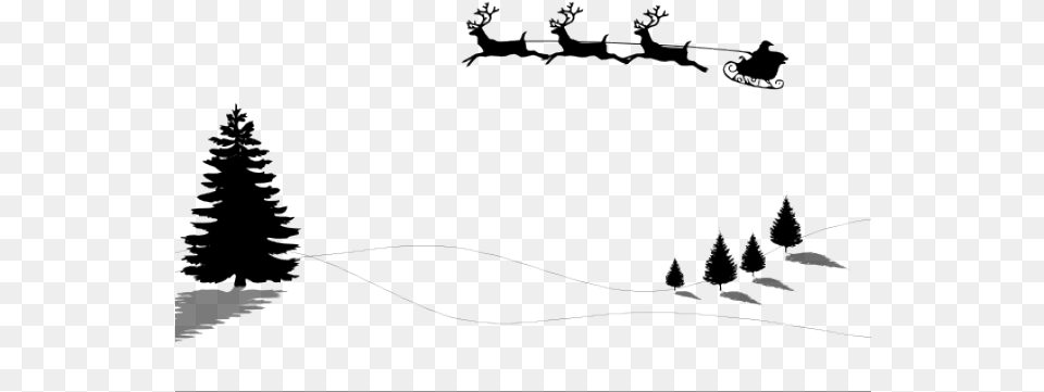 Santas Sleigh Clipart Christmas Wishes In Hd, Plant, Tree, Silhouette, Fir Png Image